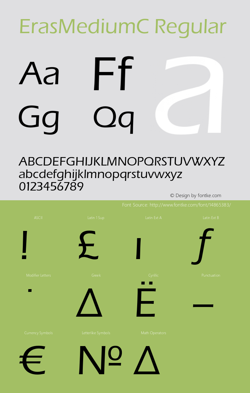 ErasMediumC Regular OTF 1.0;PS 001.000;Core 116;AOCW 1.0 161 Font Sample