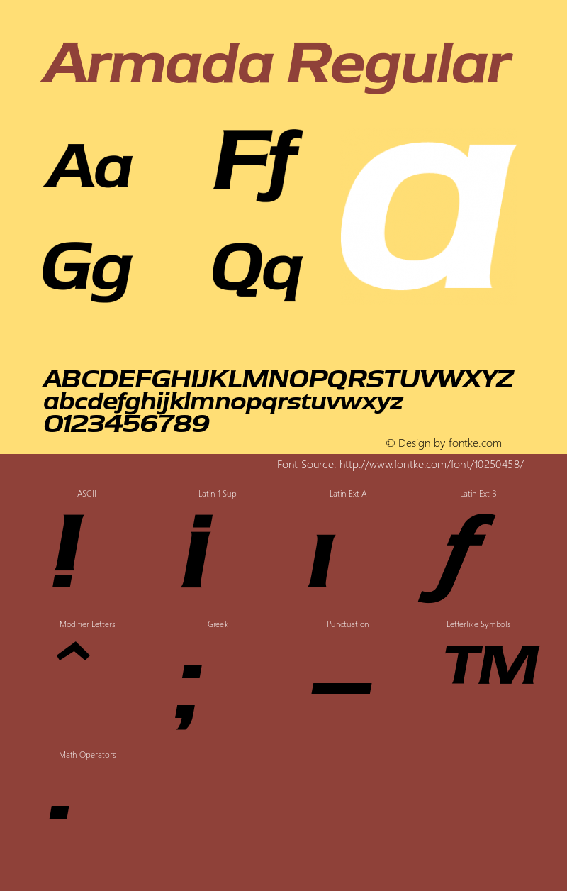 Armada Regular Version 1.00 Font Sample