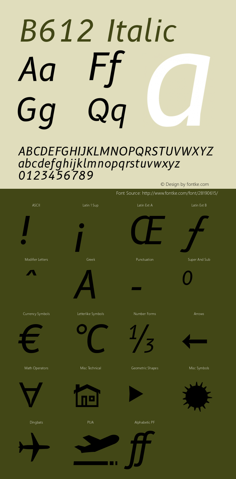 B612 Italic Version 1.005 Font Sample