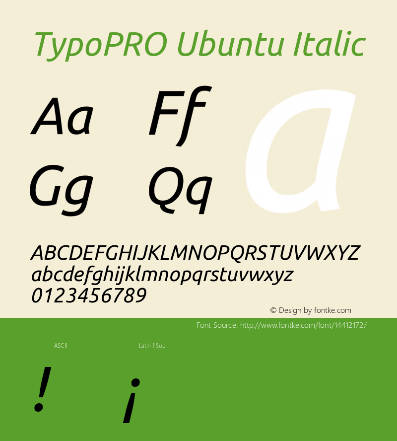 TypoPRO Ubuntu Italic Version 0.80 Font Sample