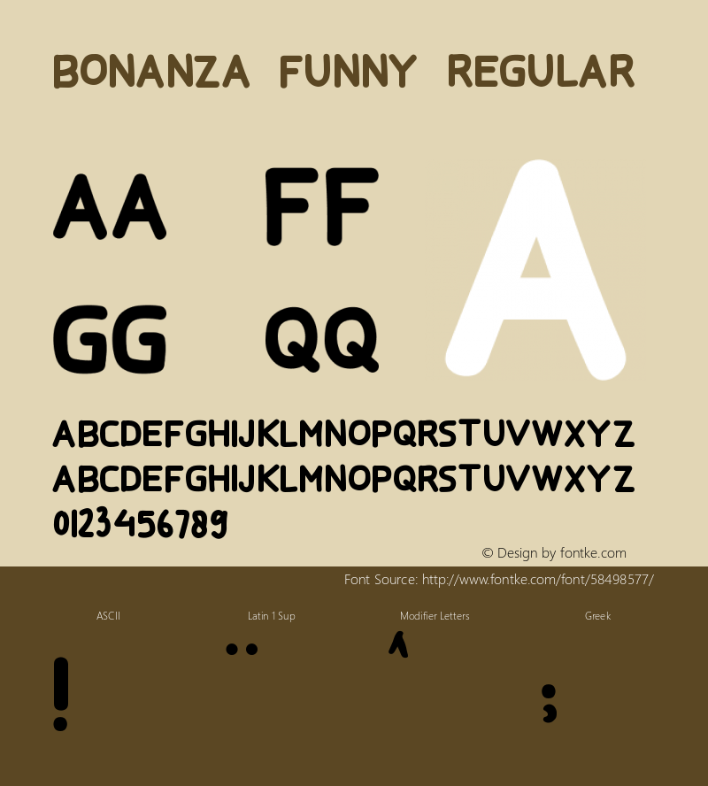 BONANZA FUNNY Version 1.00;October 15, 2019;FontCreator 12.0.0.2545 64-bit Font Sample