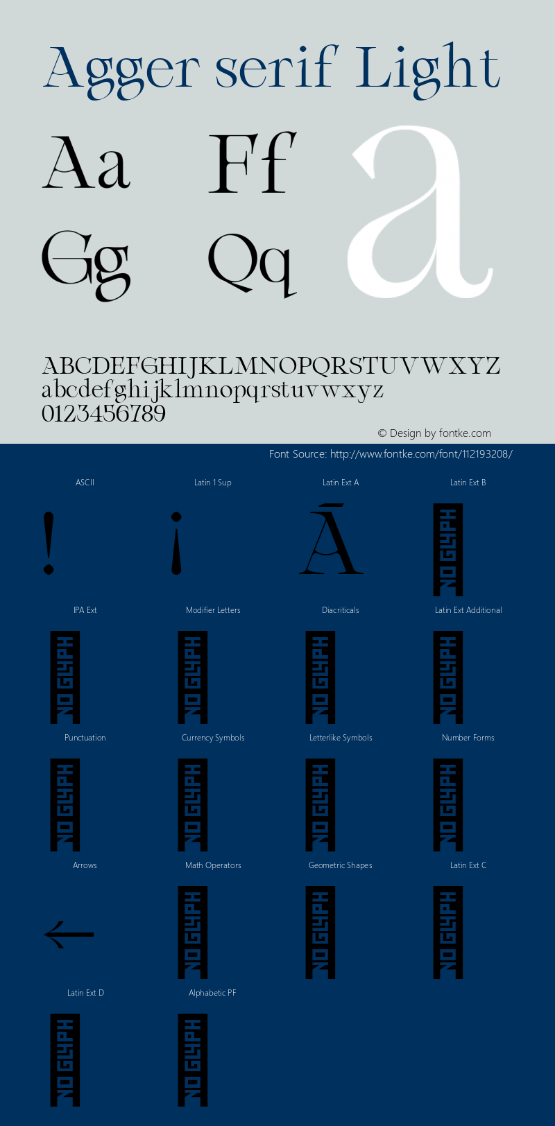 Agger serif Light Version 1.000 Font Sample