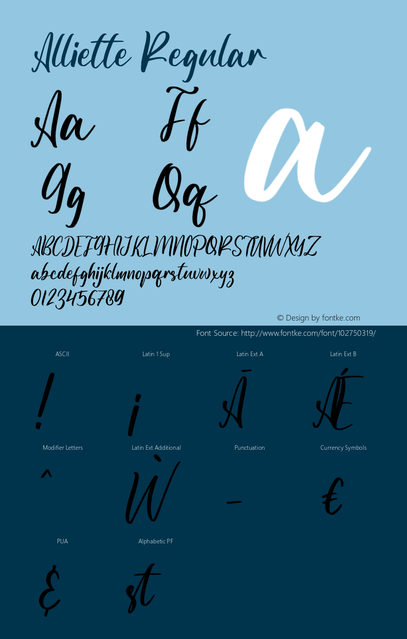 Alliette Version 1.00;January 6, 2021;FontCreator 12.0.0.2567 64-bit Font Sample