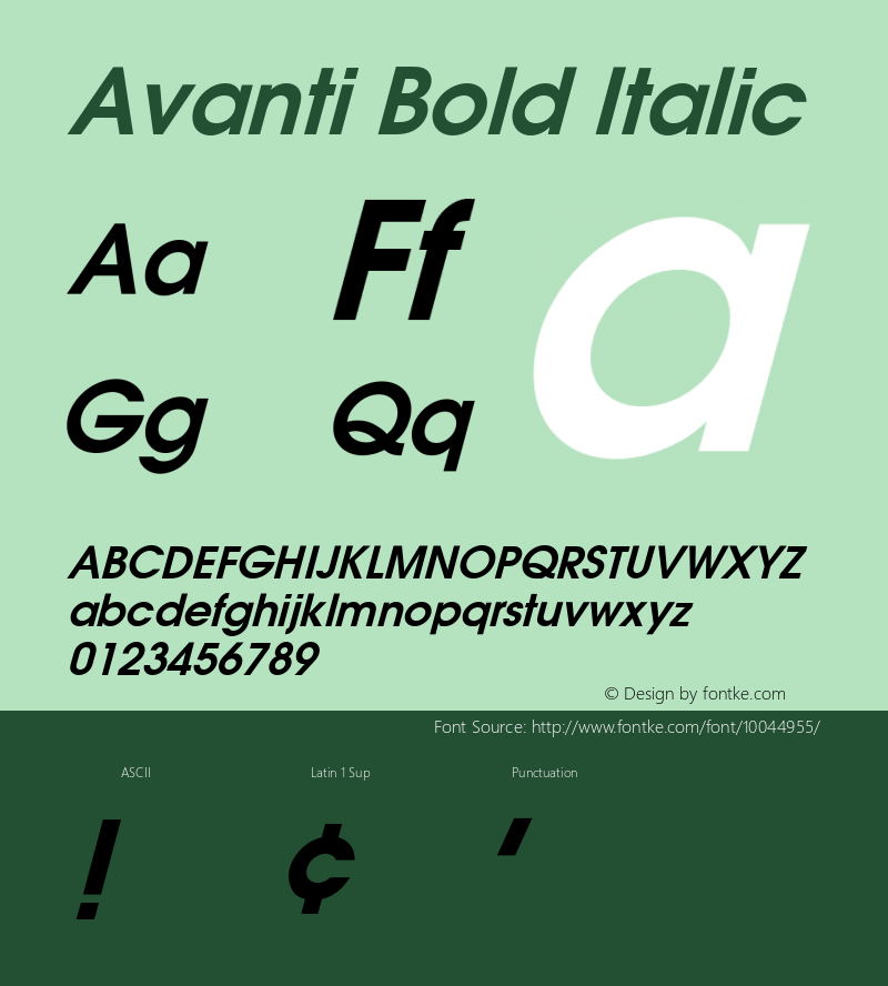 Avanti Bold Italic 001.001 Font Sample