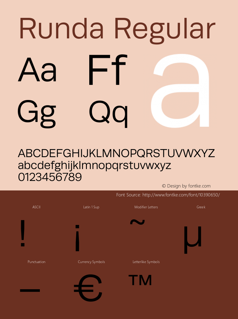 Runda Regular Version 1.000 Font Sample