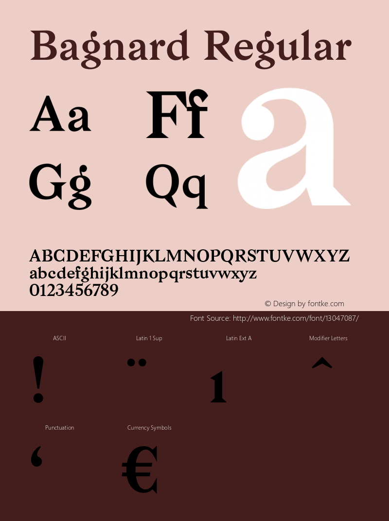 Bagnard Regular 1.000 Font Sample