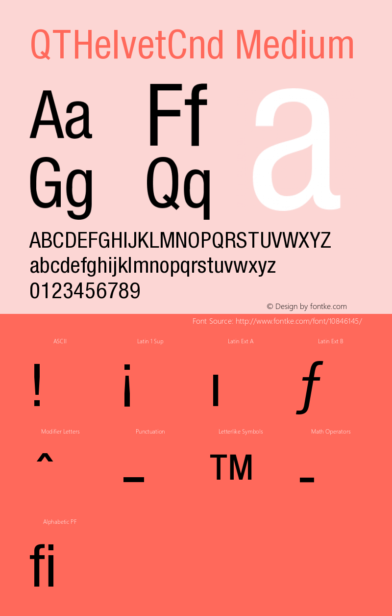 QTHelvetCnd Medium Version 001.000 Font Sample