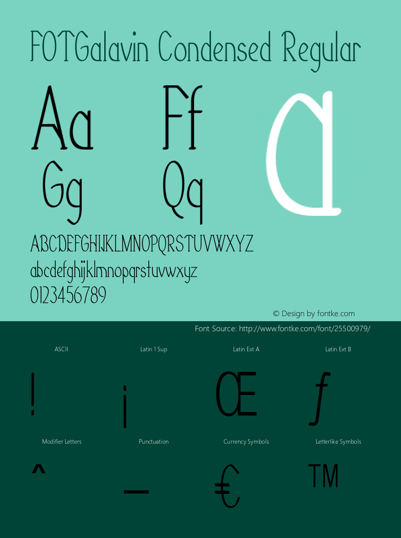 FOTGalavin-CondensedRegular Version 1.000 Font Sample