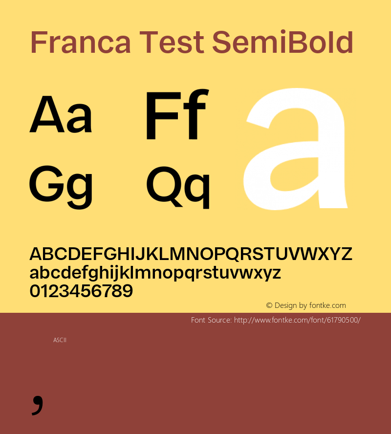 Franca Test SemiBold Version 1.001;PS 001.001;hotconv 1.0.88;makeotf.lib2.5.64775 Font Sample
