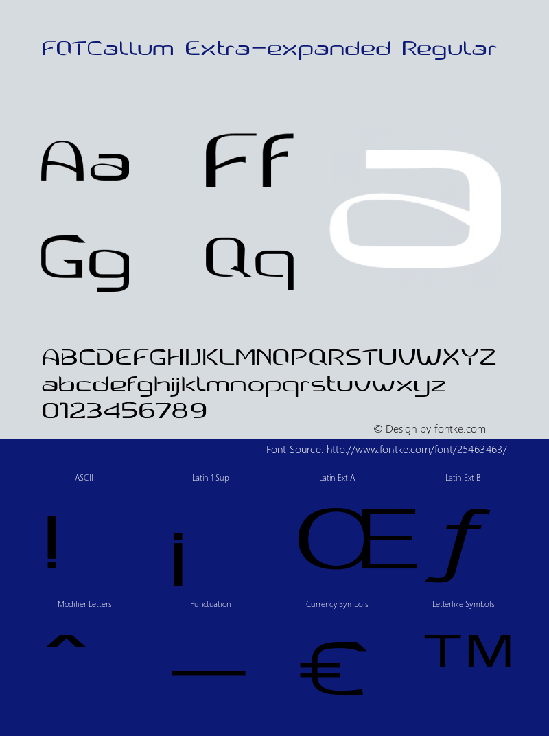 FOTCallum-ExtraexpandedRegular Version 1.000 Font Sample