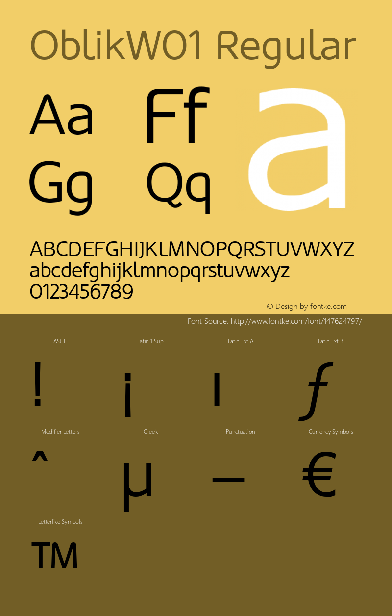 OblikW01 Regular Version 1.00 Font Sample