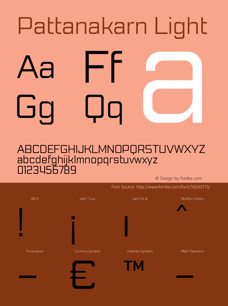 Pattanakarn Light Version 1.3 Font Sample