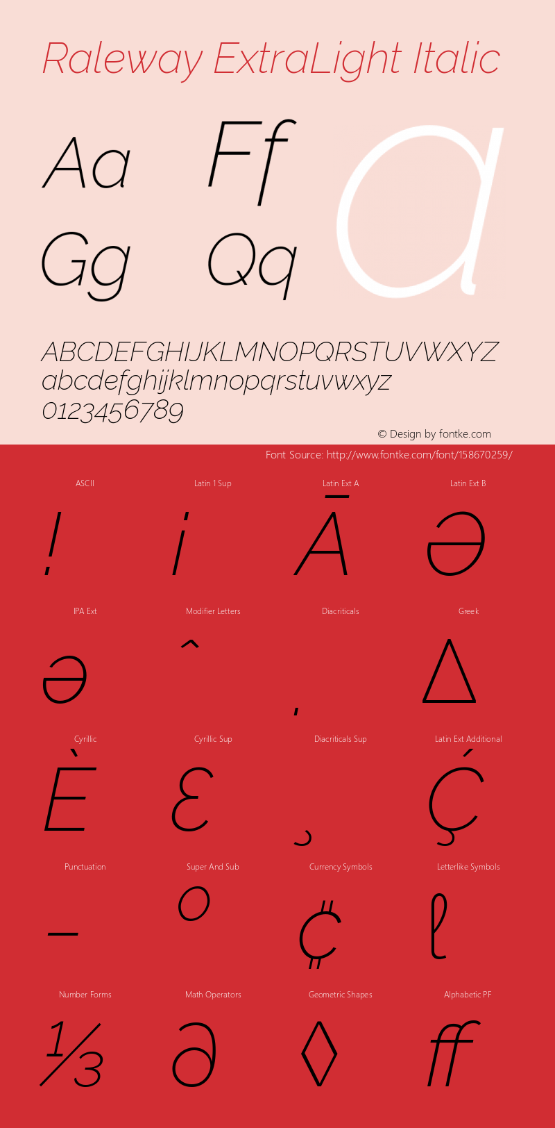 Raleway ExtraLight Italic Version 4.101;RELEASE Font Sample