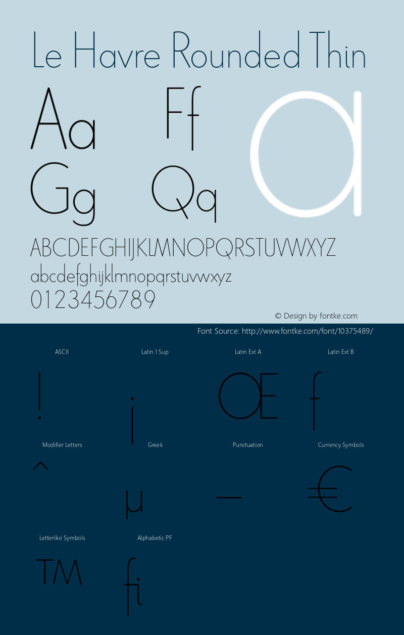 Le Havre Rounded Thin Version 1.000 2006 initial release Font Sample