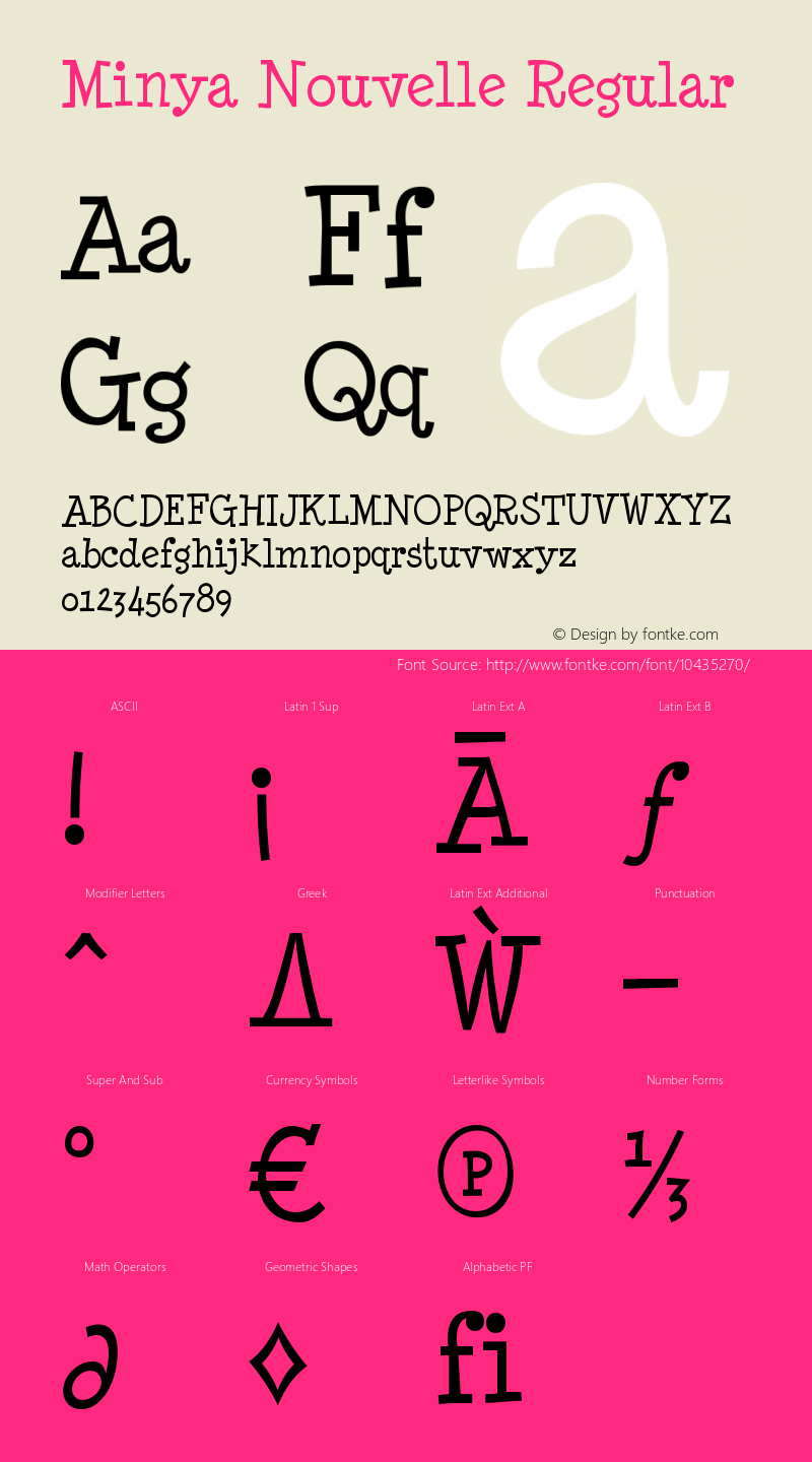 Minya Nouvelle Regular Version 4.000 Font Sample