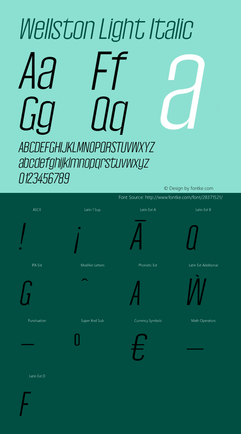 Wellston-LightItalic 0.1.0 Font Sample