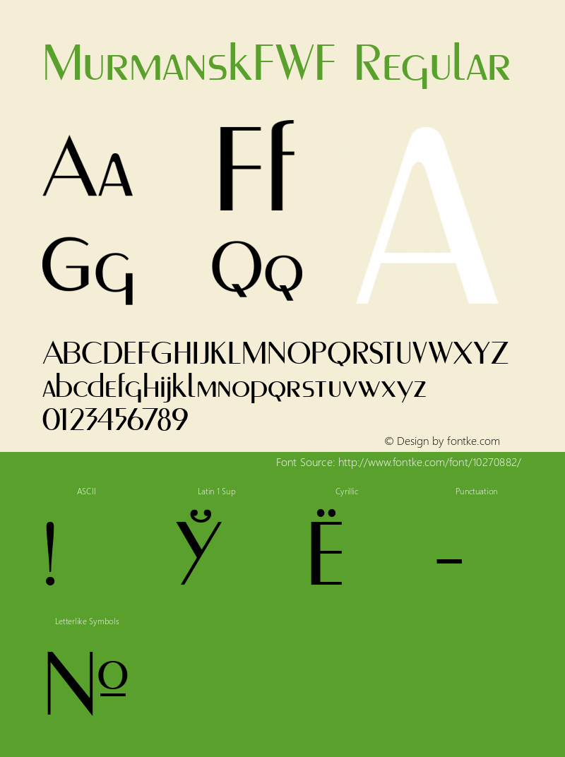 MurmanskFWF Regular Altsys Fontographer 3.5  6/26/92 Font Sample