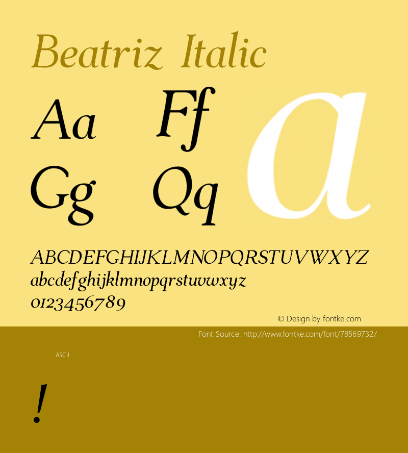 Beatriz Italic Version 001.000 Font Sample