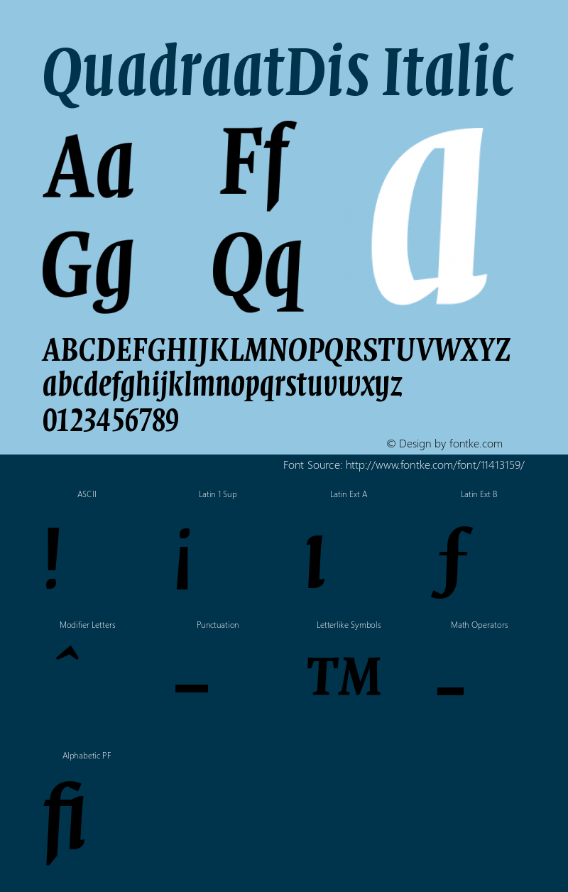 QuadraatDis Italic Version 001.000 Font Sample