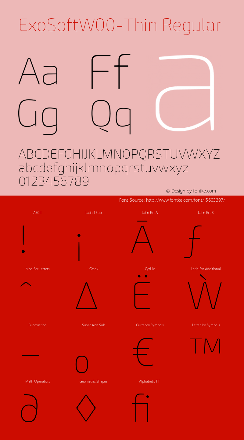 ExoSoftW00-Thin Regular Version 1.10 Font Sample