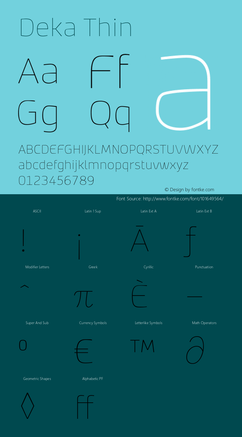 Deka Thin Version 1.006;hotconv 1.0.10 Font Sample