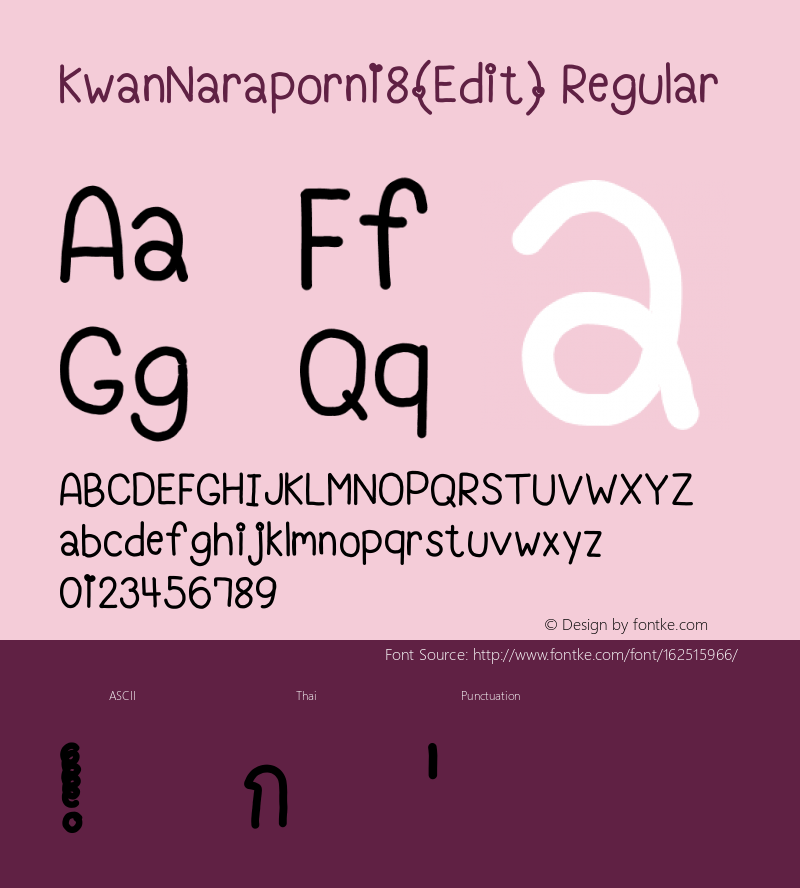 KwanNaraporn18(Edit) Version 1.002;September 27, 2020;FontCreator 13.0.0.2645 64-bit Font Sample