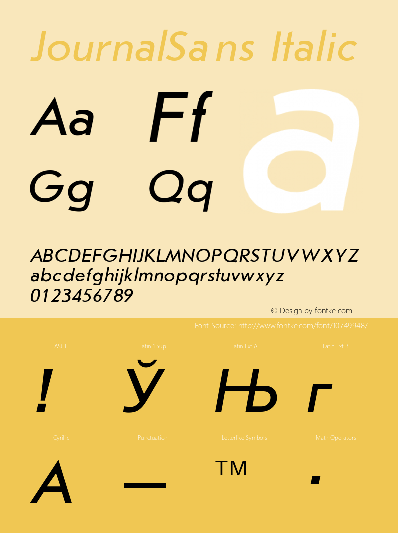 JournalSans Italic Converted from c:\windows\system\JRS56___.TF1 by ALLTYPE Font Sample