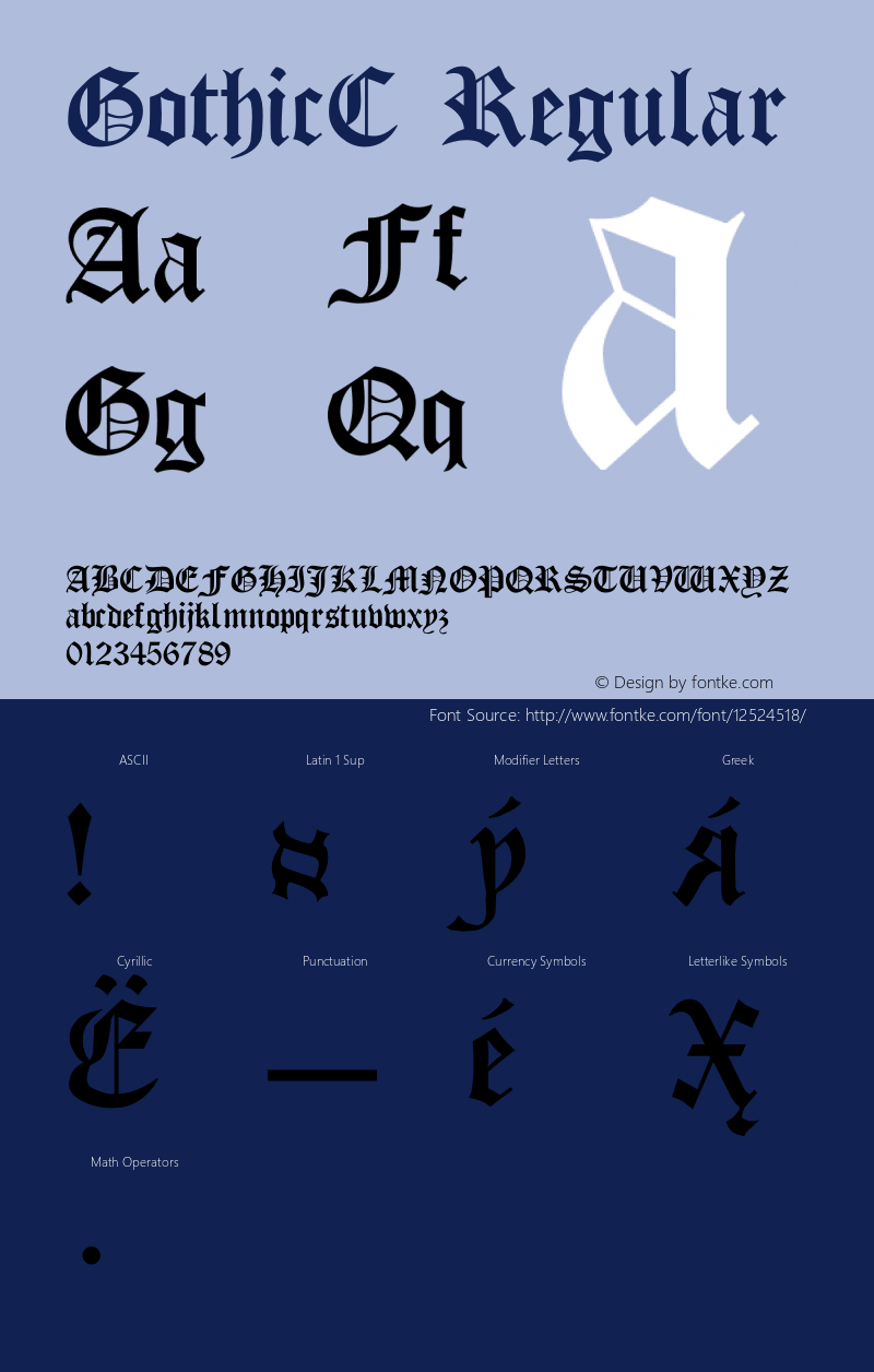 GothicC Regular OTF 1.0;PS 001.001;Core 116;AOCW 1.0 161 Font Sample