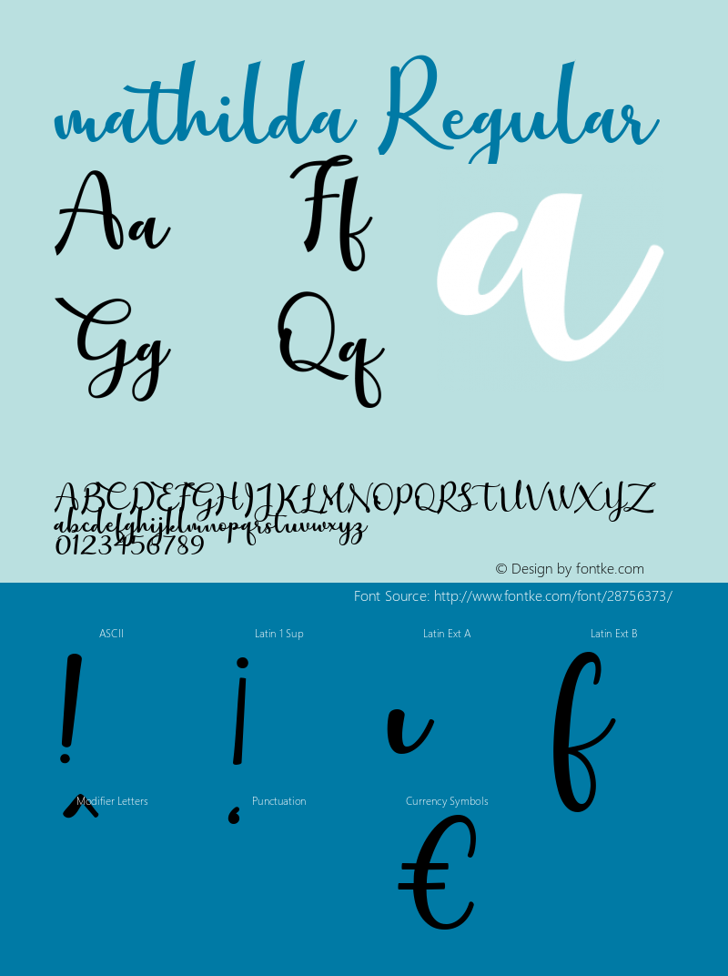 mathilda Version 1.000 Font Sample