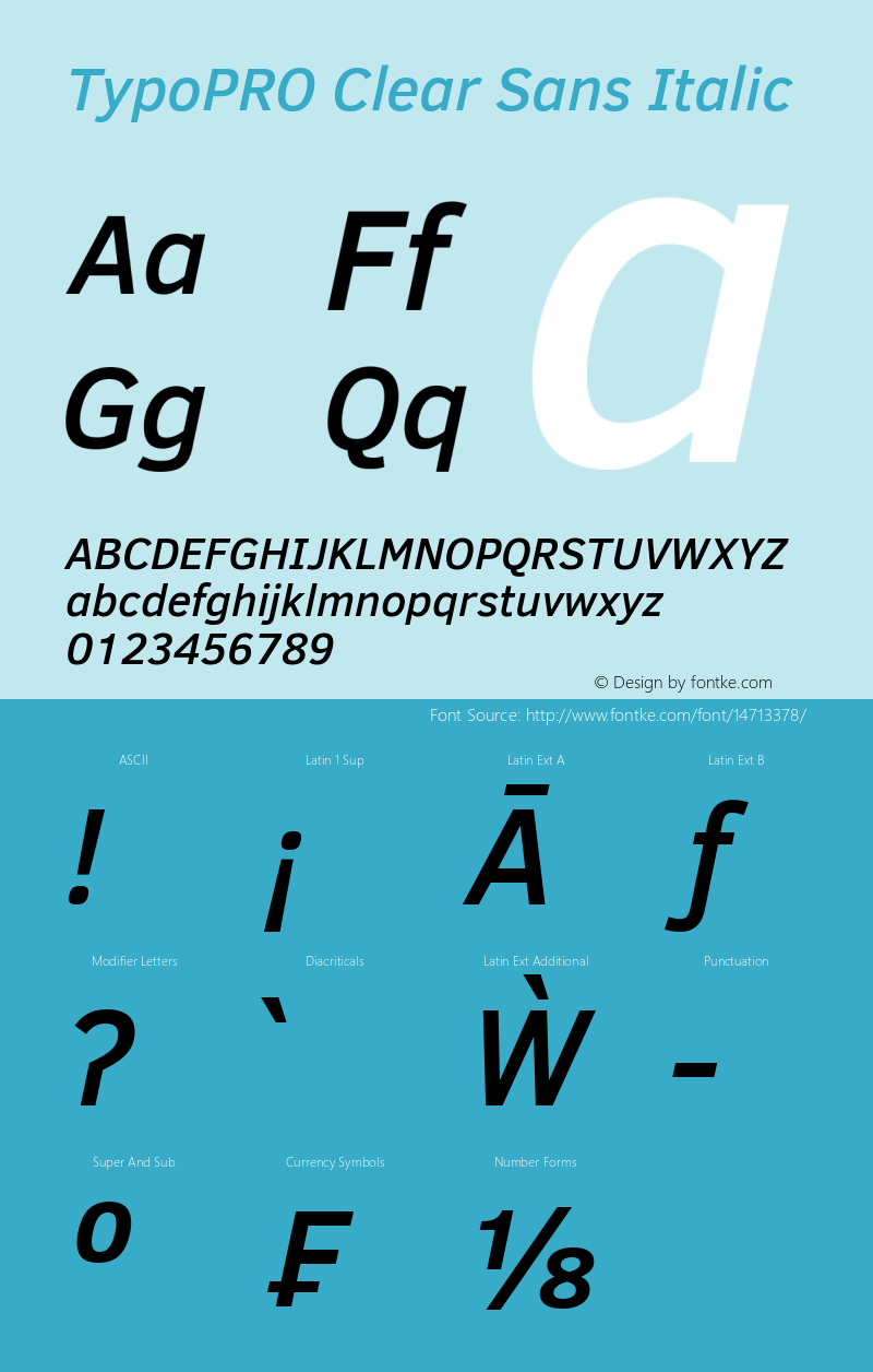 TypoPRO Clear Sans Italic Version 1.00 Font Sample