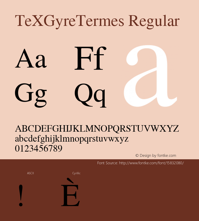 TeXGyreTermes Regular Version 1.103;PS 1.103;hotconv 1.0.49;makeotf.lib2.0.14853; ttfautohint (v1.4.1) Font Sample