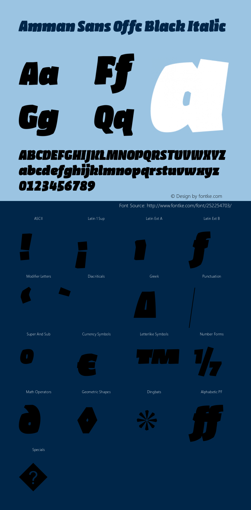 Amman Sans Offc Black Italic Version 7.504; 2010; Build 1020图片样张