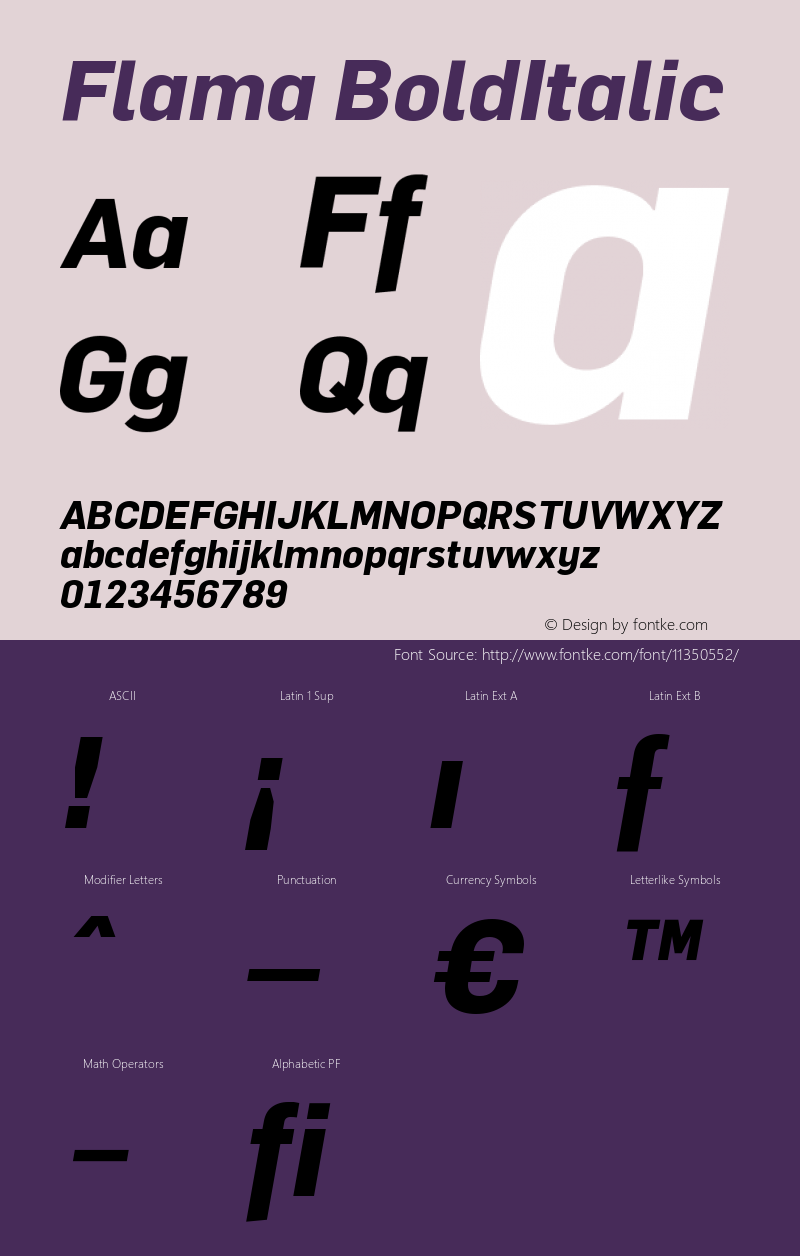 Flama BoldItalic Version 001.000 Font Sample