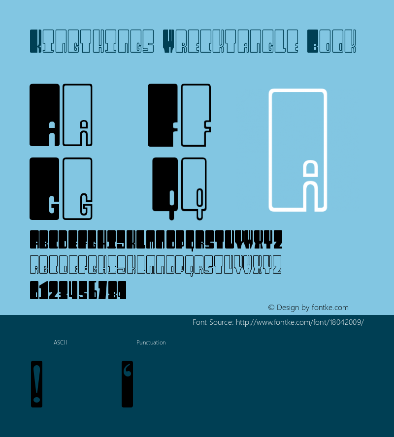 Kingthings Wrecktangle Book Version 1.0 Font Sample