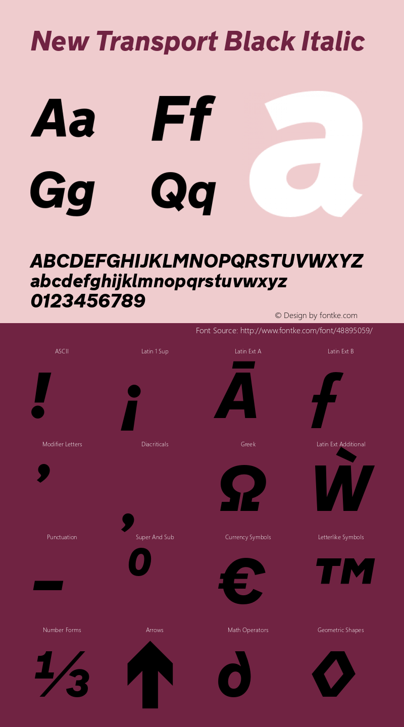 NewTransport-BlackItalic Version 1.1 Font Sample