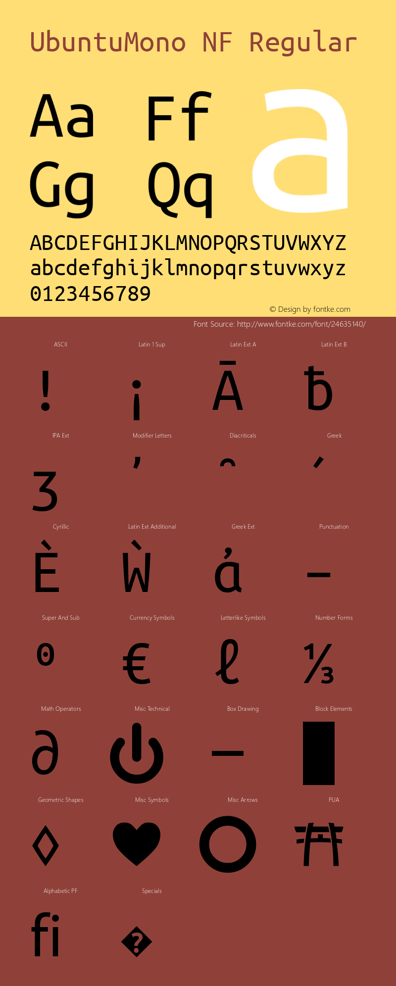 Ubuntu Mono Nerd Font Complete Windows Compatible Version 0.80 Font Sample