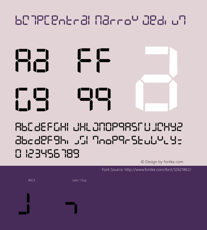 BW7pCentralNarrow Medium Version 001.000 Font Sample