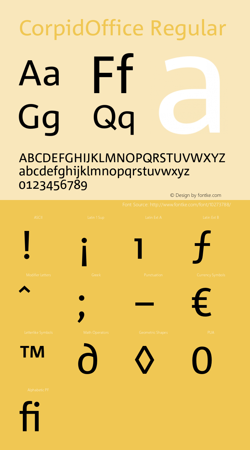 CorpidOffice Regular Version 2.2; 2000 Font Sample