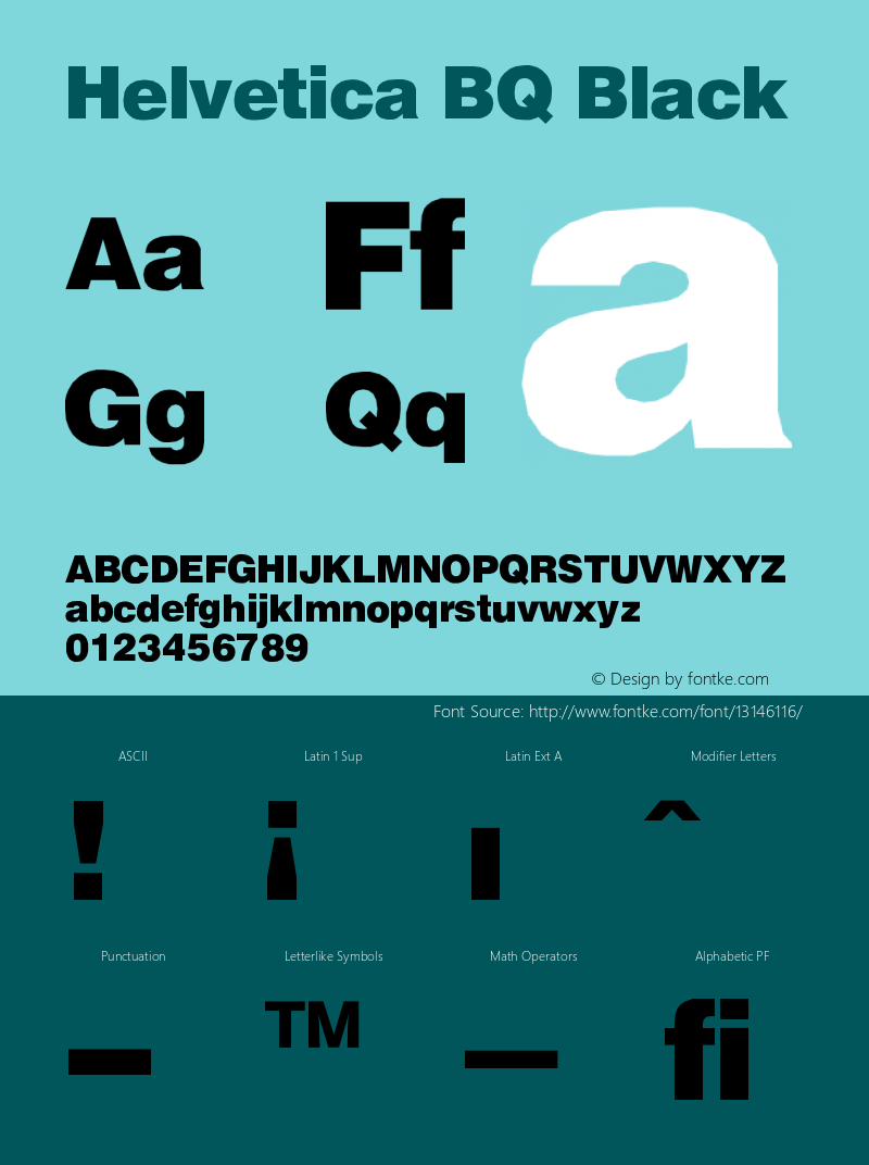 Helvetica BQ Black Version 001.000 Font Sample