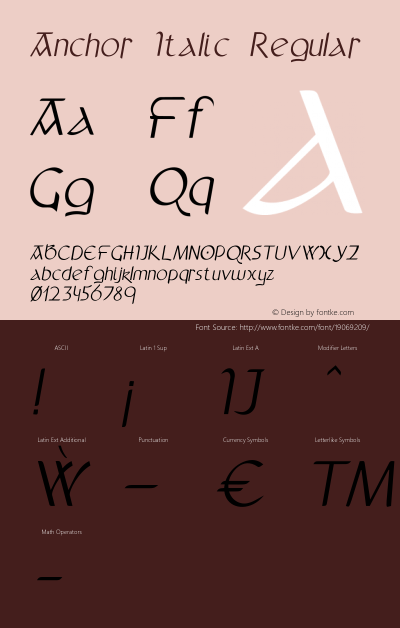 Anchor Italic Regular Version 1.000;PS 001.000;hotconv 1.0.88;makeotf.lib2.5.64775 Font Sample