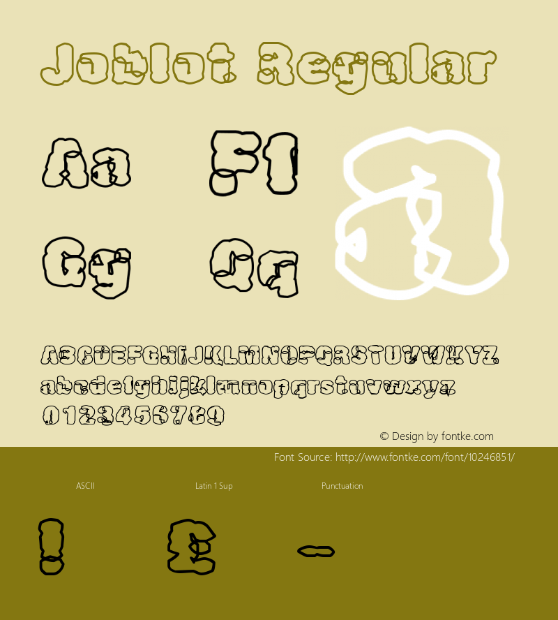 Joblot Regular Macromedia Fontographer 4.1.4 25/2/98 Font Sample