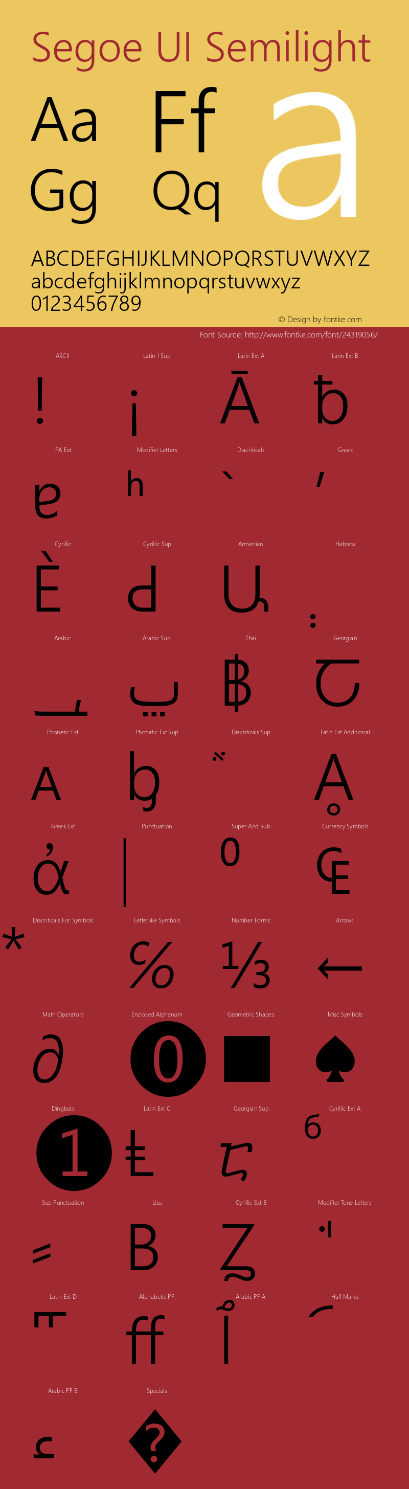 Segoe UI Semilight Version 5.27 Font Sample