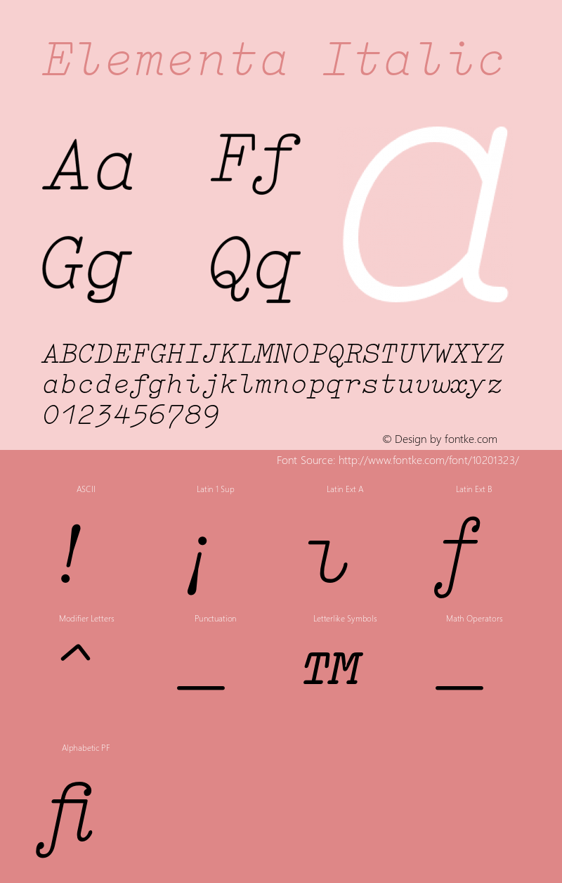 Elementa Italic 001.000 Font Sample