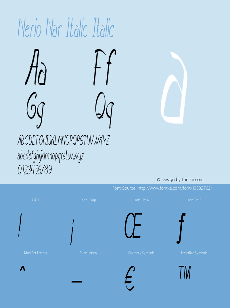 Nerio Nar Italic Italic Version 1.000 Font Sample