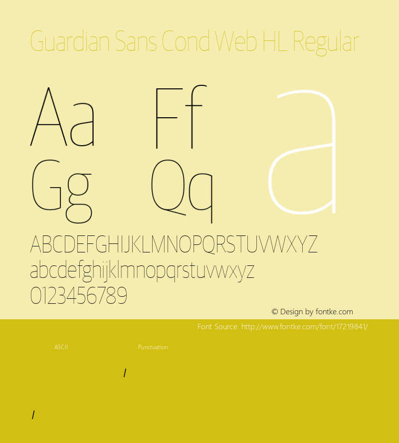 Guardian Sans Cond Web HL Regular Version 1.1 2012 Font Sample