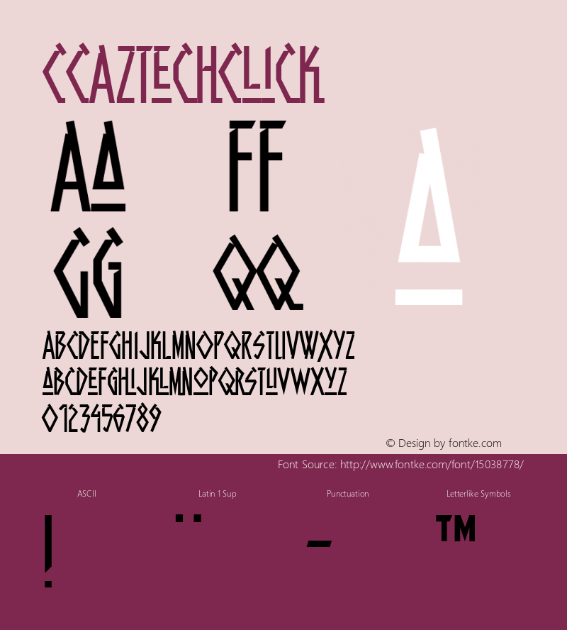 CCAztechClick ☞ Version 1.001 2003;com.myfonts.easy.comicraft.aztech.click.wfkit2.version.2vcG Font Sample