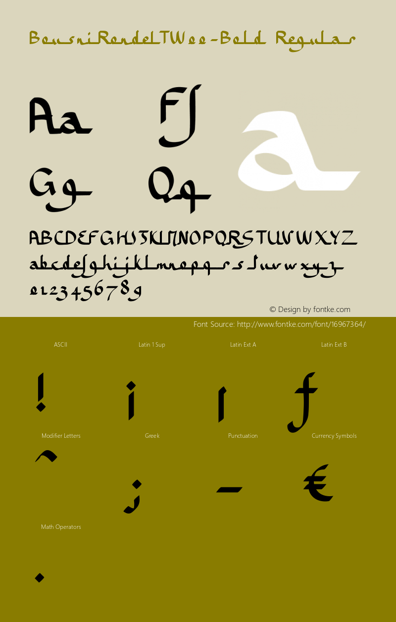 BousniRondeLTW00-Bold Regular Version 1.00 Font Sample