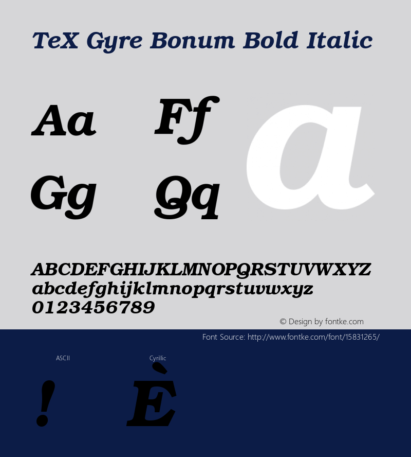 TeX Gyre Bonum Bold Italic Version 1.103;PS 1.103;hotconv 1.0.49;makeotf.lib2.0.14853; ttfautohint (v1.4.1) Font Sample