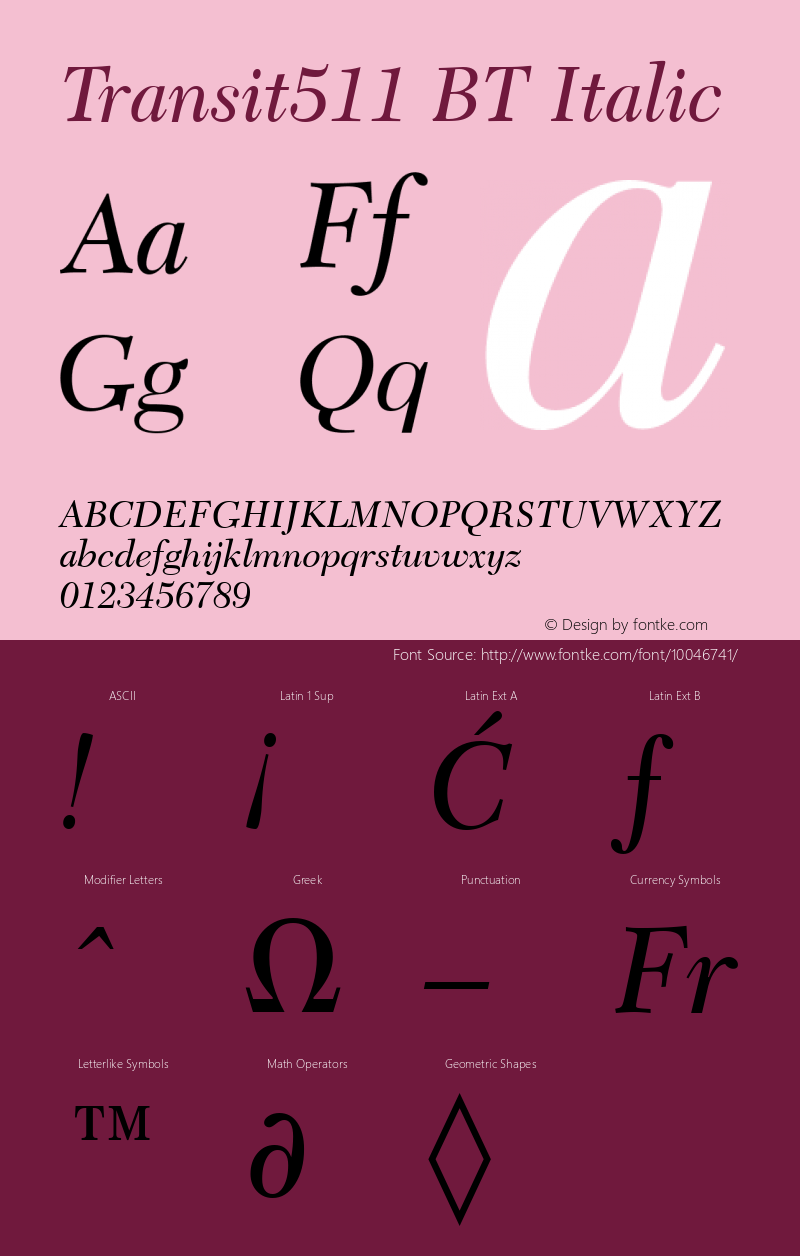 Transit511 BT Italic mfgpctt-v1.58 Thursday, March 4, 1993 10:16:27 am (EST) Font Sample