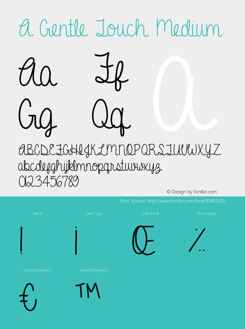 A Gentle Touch Medium Version 001.000 Font Sample